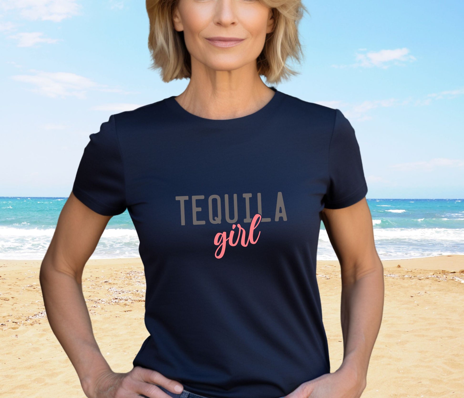 Rakkgear Women's Tequila Girl Short Sleeve Tee in navy blue