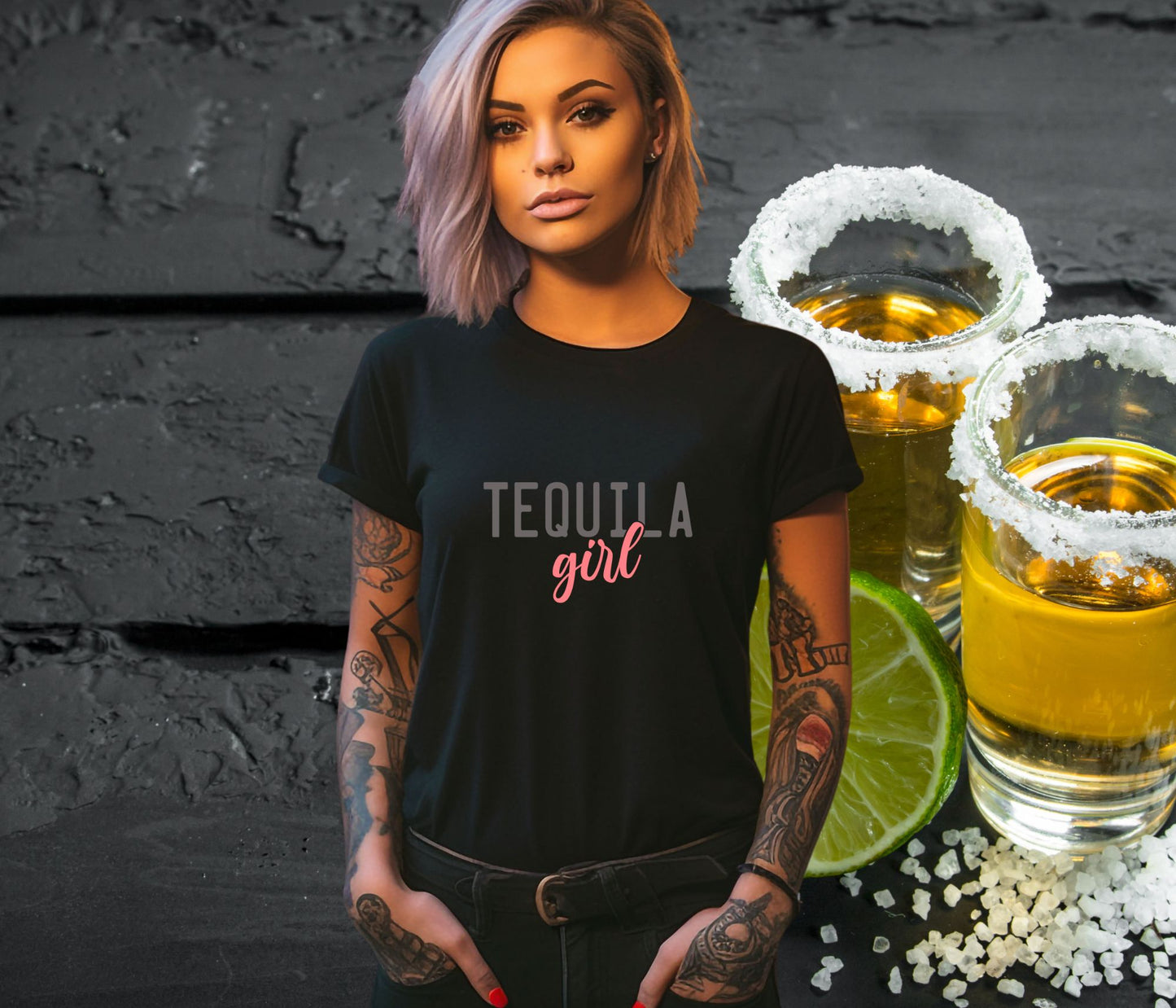 Rakkgear Women's Tequila Girl Short Sleeve Tee in black