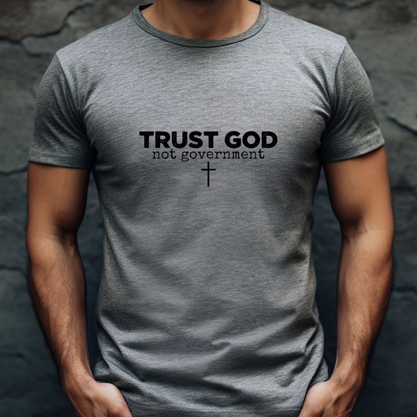 Rakkgear Trust GOD Not Government Short Sleeve Tee in Grey