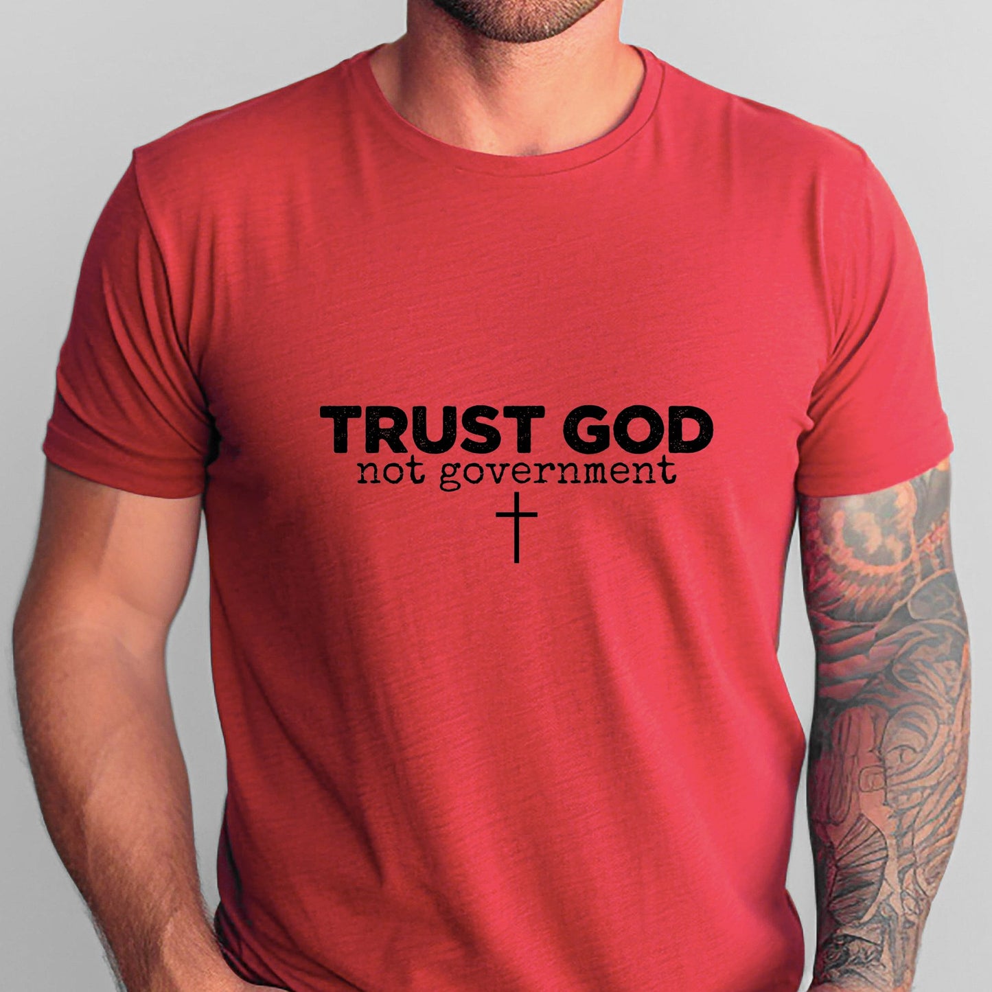 Rakkgear Trust GOD Not Government Short Sleeve Tee in red
