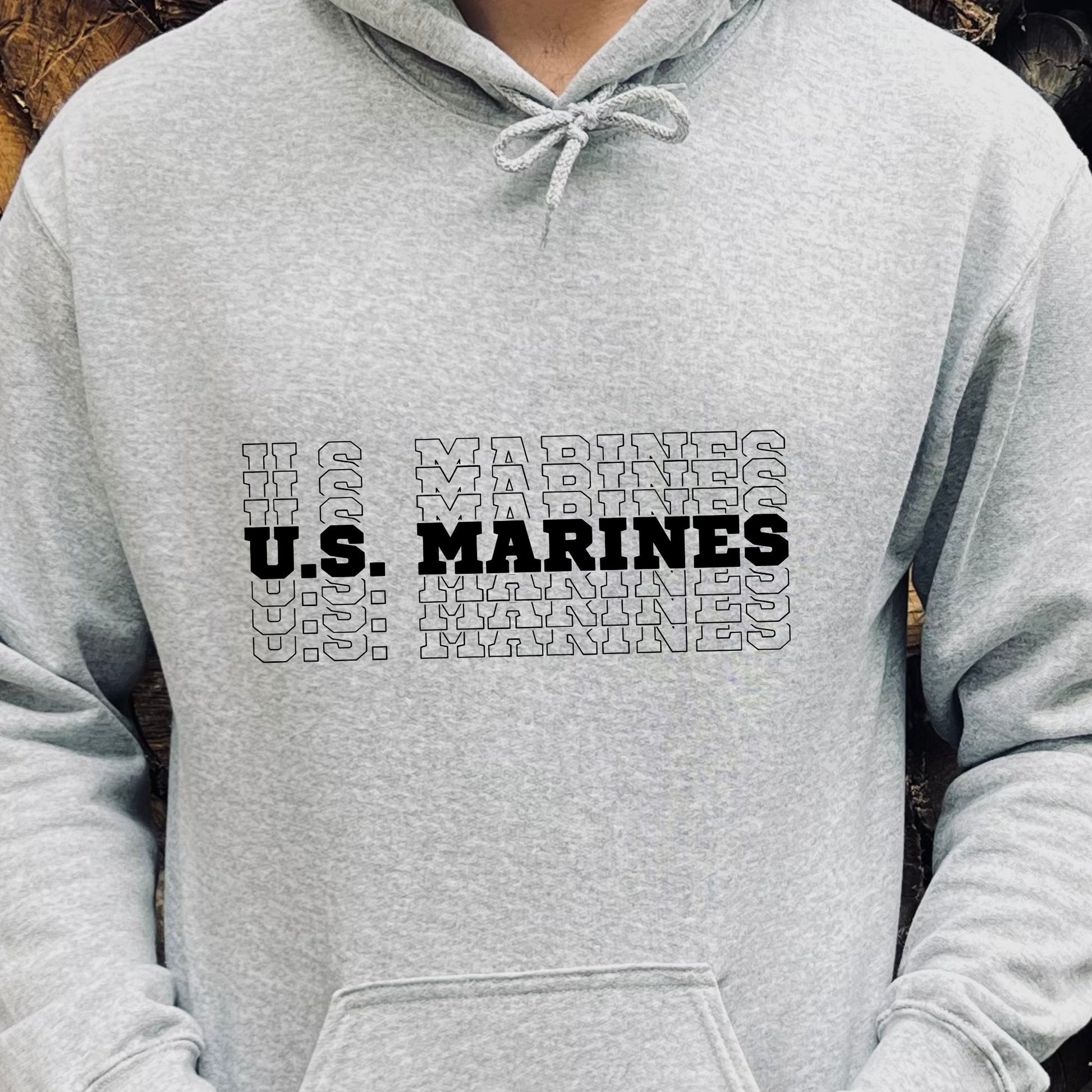 Rakkgear U.S. Marines Stacked Heavy Hoodie in grey