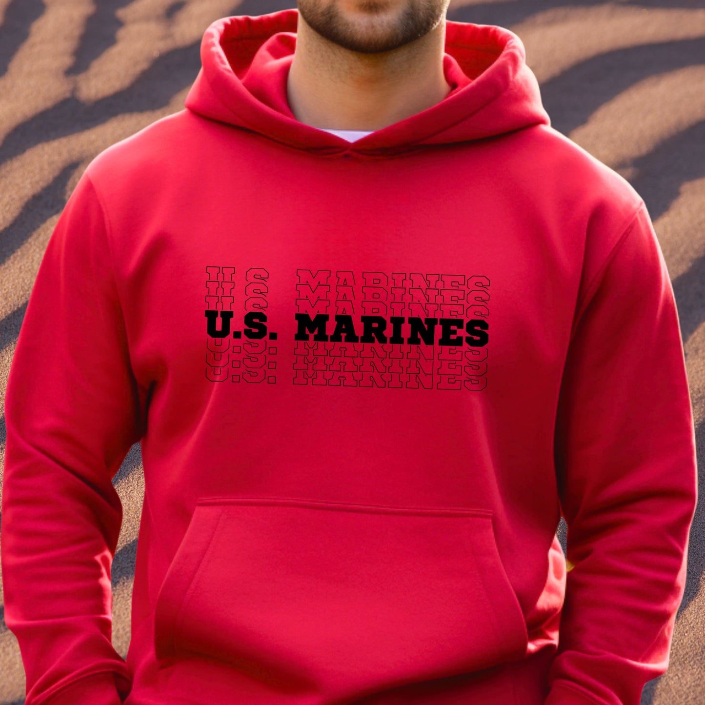 Rakkgear U.S. Marines Stacked Heavy Hoodie in red