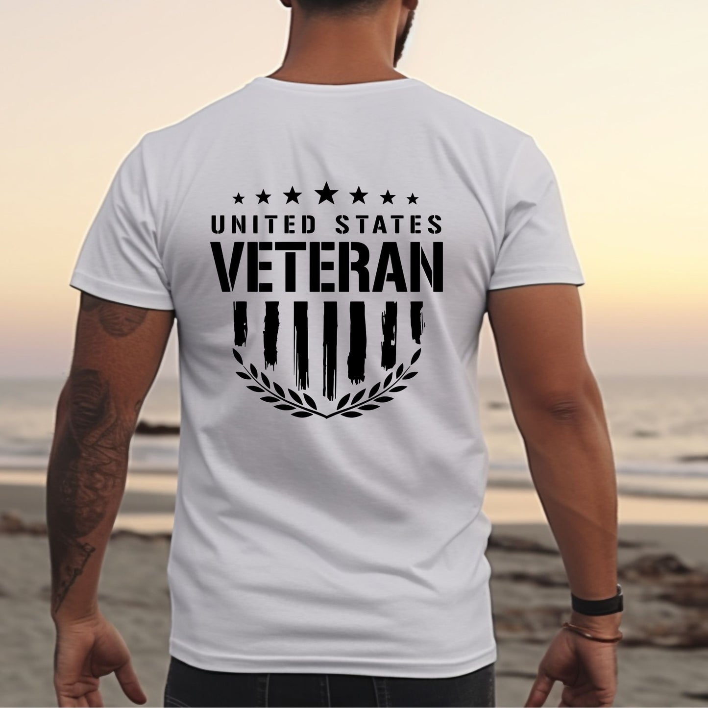 Rakkgear US Veteran back of shirt Short Sleeve Tee in White