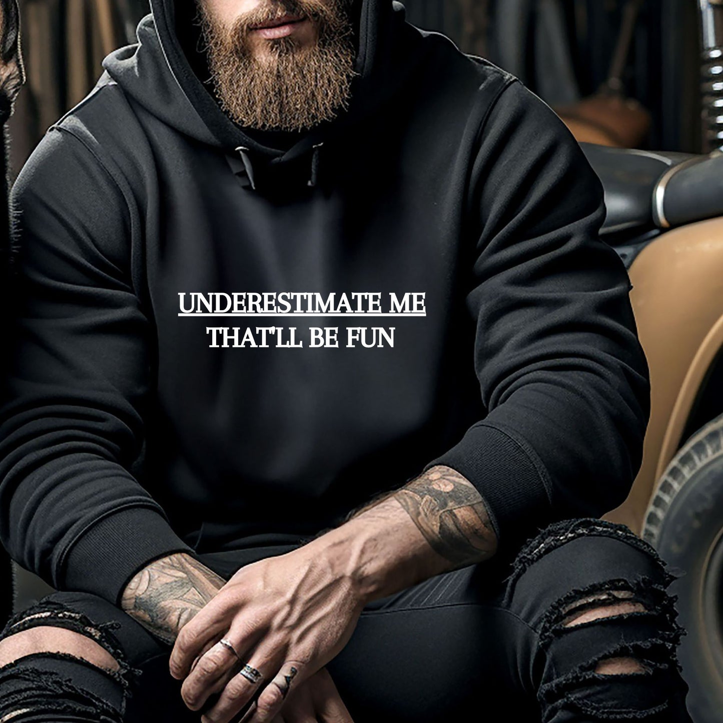 Rakkgear Underestimate Me Heavy Hoodie in black