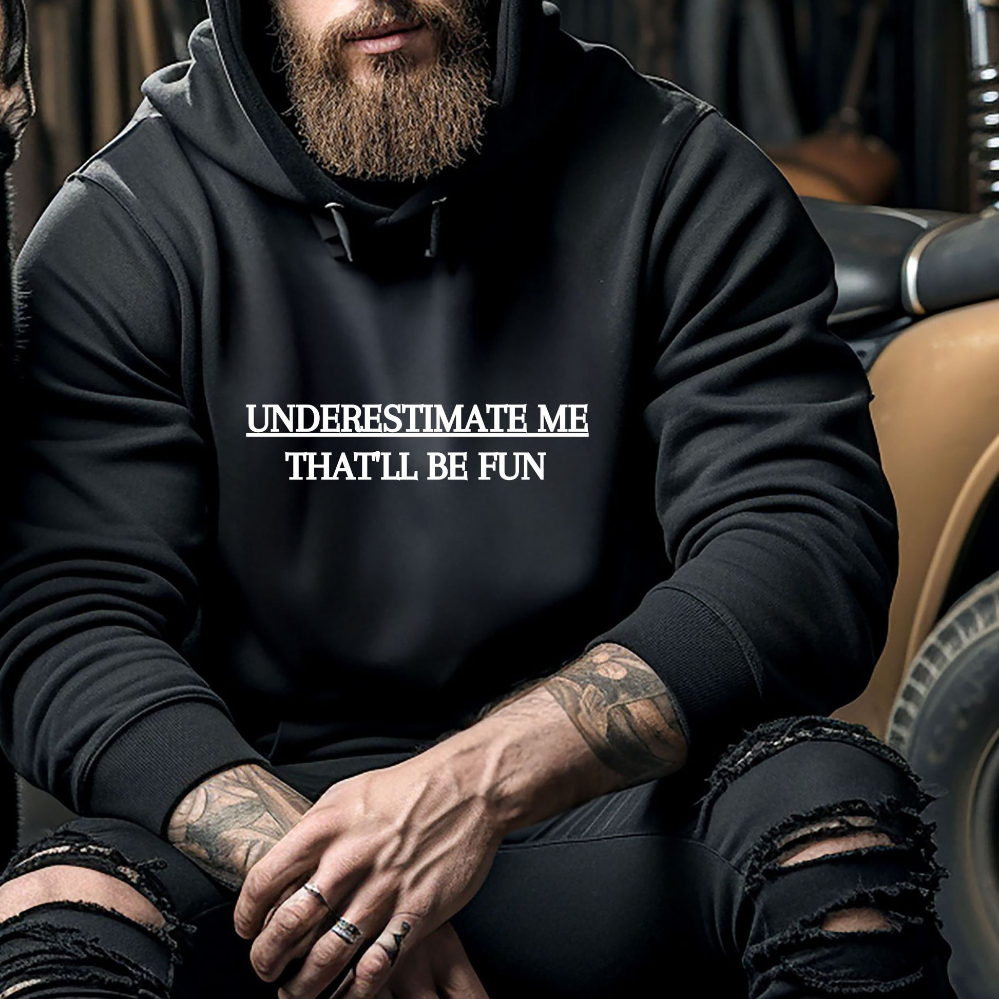 Rakkgear Underestimate Me Heavy Hoodie in black