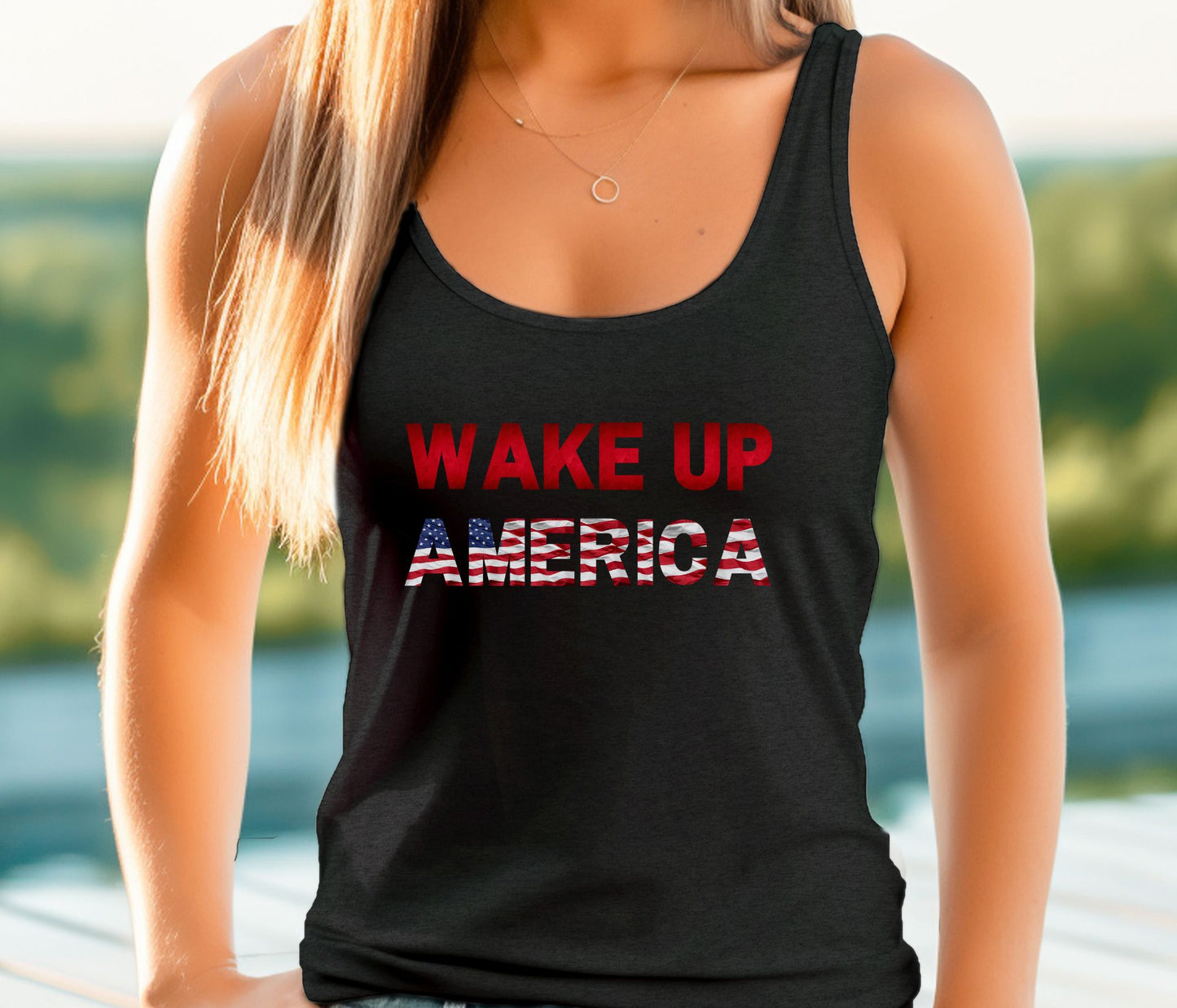 Rakkgear Women's Wake Up America Tank Top in black