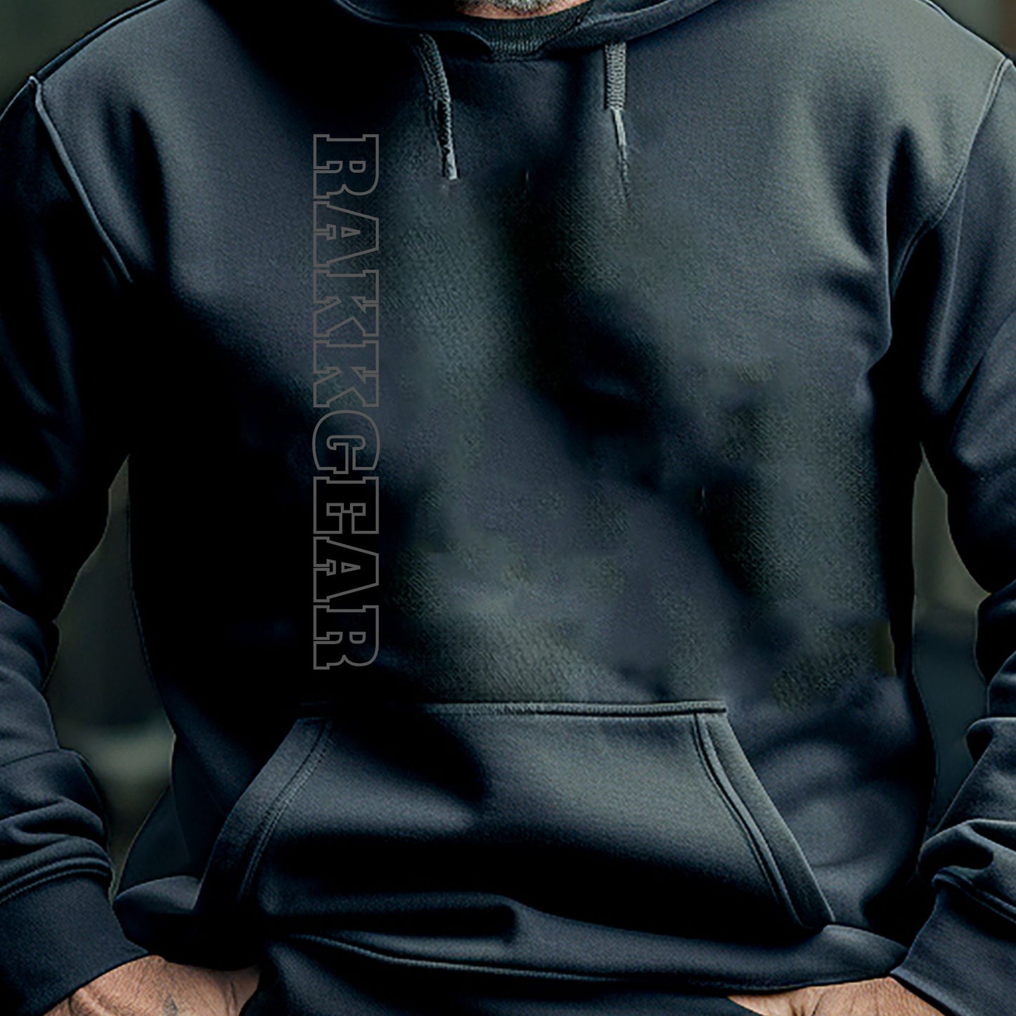 Rakkgear Vertical Grey Heavy Hoodie in black