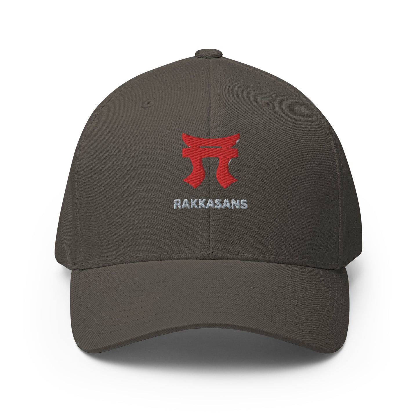 Rakkgear "Rakkasans" Grey Embroidered Fitted Baseball Cap: Multicam black cap with iconic Rakkasans Logo embroidery on the