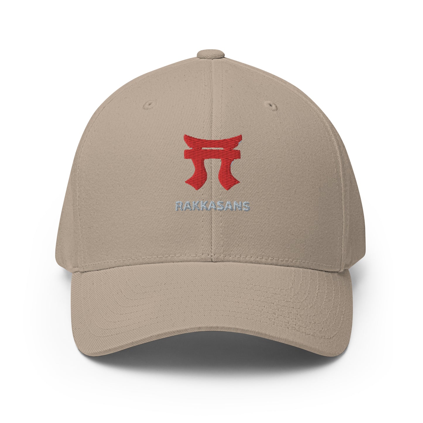 Rakkgear "Rakkasans" Khaki Embroidered Fitted Baseball Cap: Multicam black cap with iconic Rakkasans Logo embroidery on the