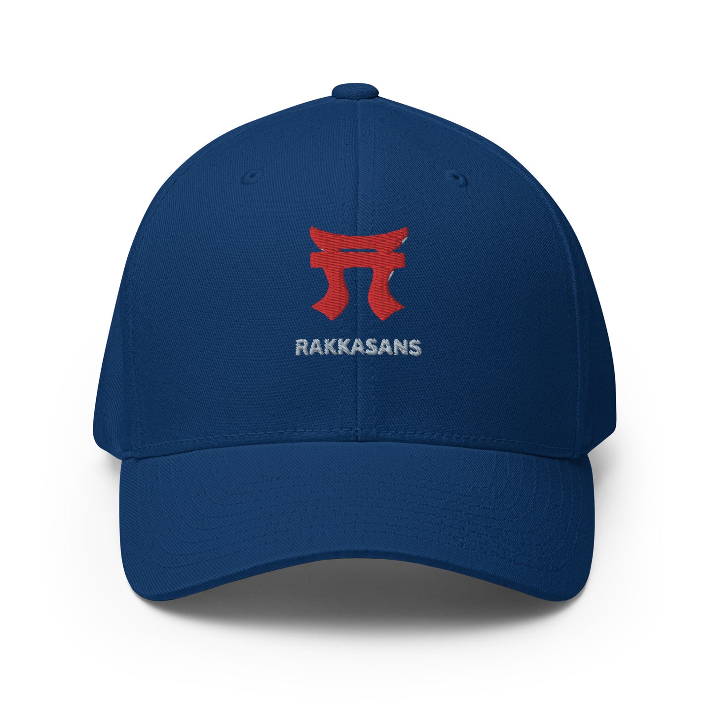 Rakkgear "Rakkasans" Blue Embroidered Fitted Baseball Cap: Multicam black cap with iconic Rakkasans Logo embroidery on the