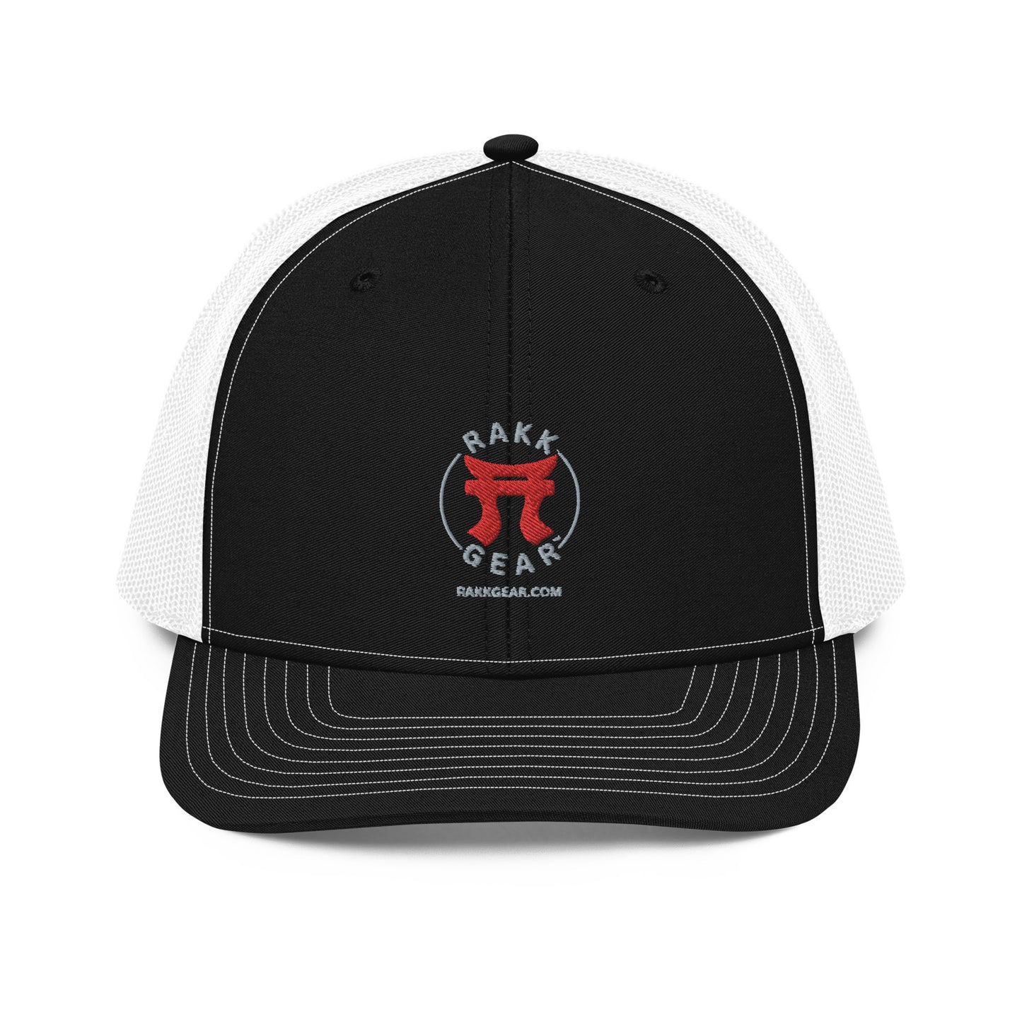 Rakkgear Trucker Cap: Black and White cap with the iconic Rakkgear Logo embroidered on the front.