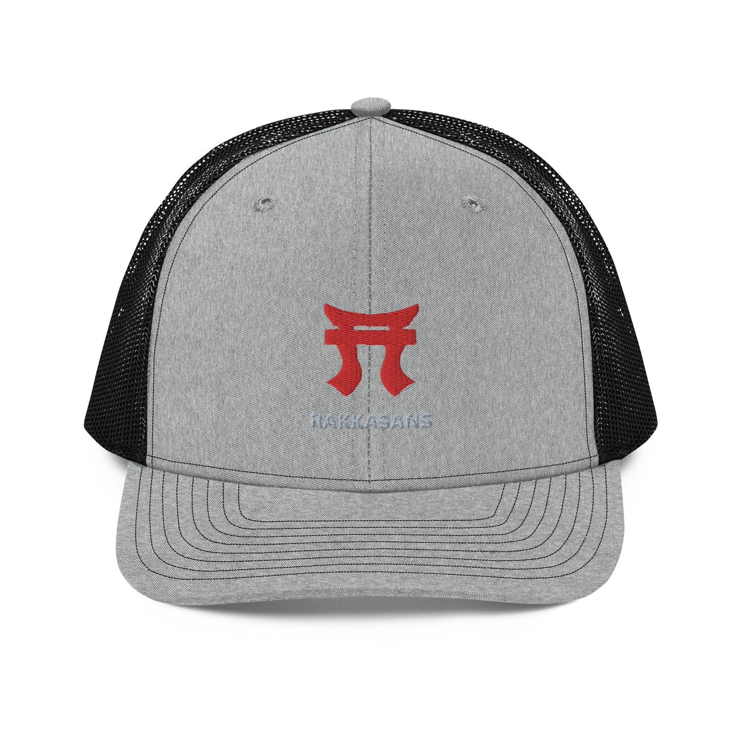 Rakkgear "Rakkasans" Grey/Black Trucker Cap: Black and charcoal cap with the iconic Rakkasans Logo embroidered on the front.