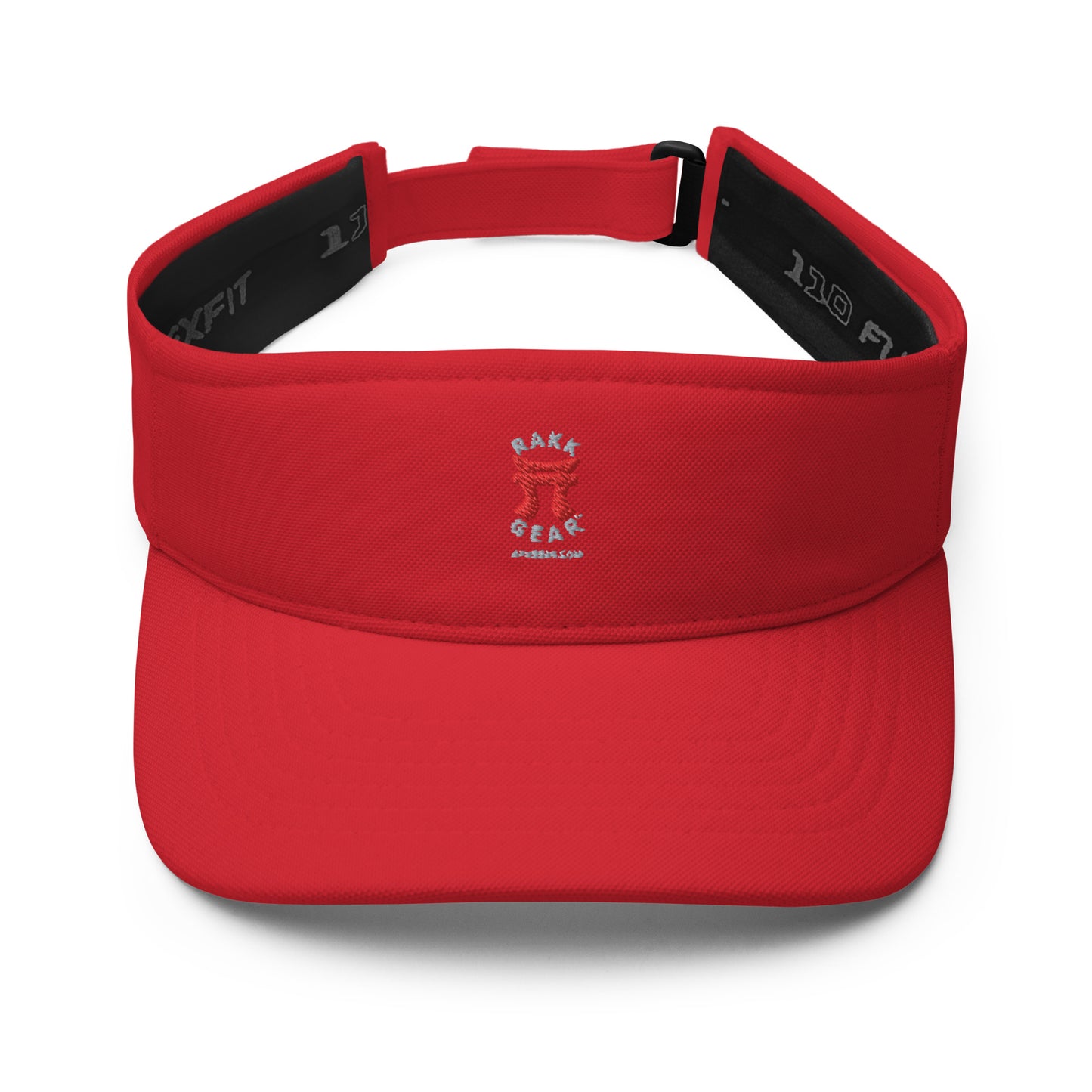 "Rakkgear Red Visor featuring the Rakkgear Logo."