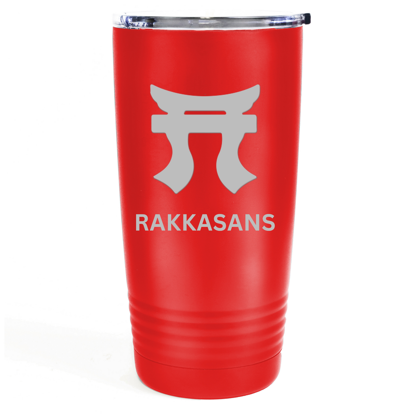 "Red Rakkasans 20oz Stainless Steel Tumbler with Laser Engraved Design."