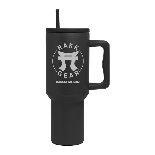 Rakkgear 40oz black Tumbler with handle