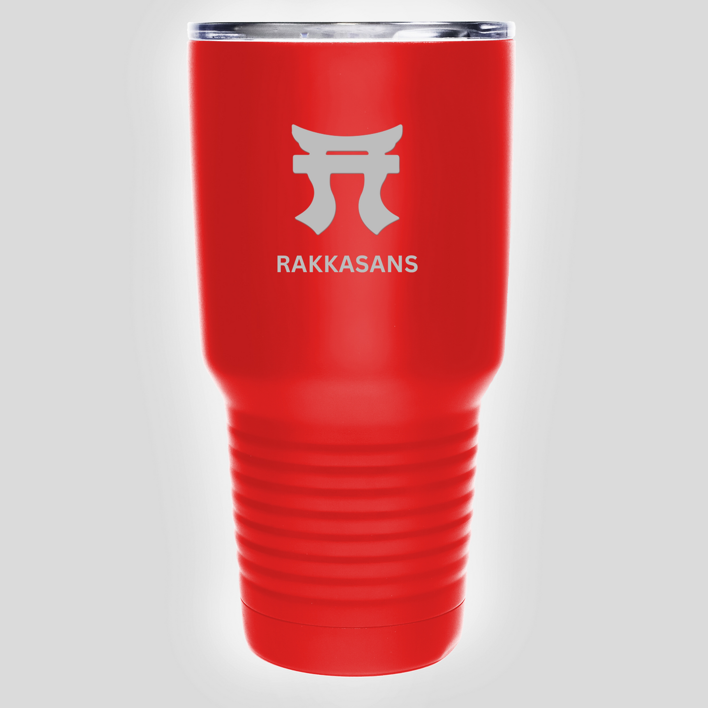 "Red Rakkasans 30oz Stainless Steel Tumbler with Laser Engraved Design."